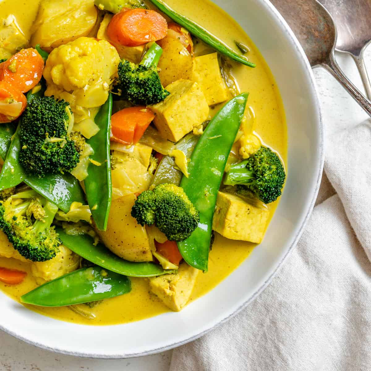 Photo of Coconut Curry Vegetables showing sugar content for acne analysis