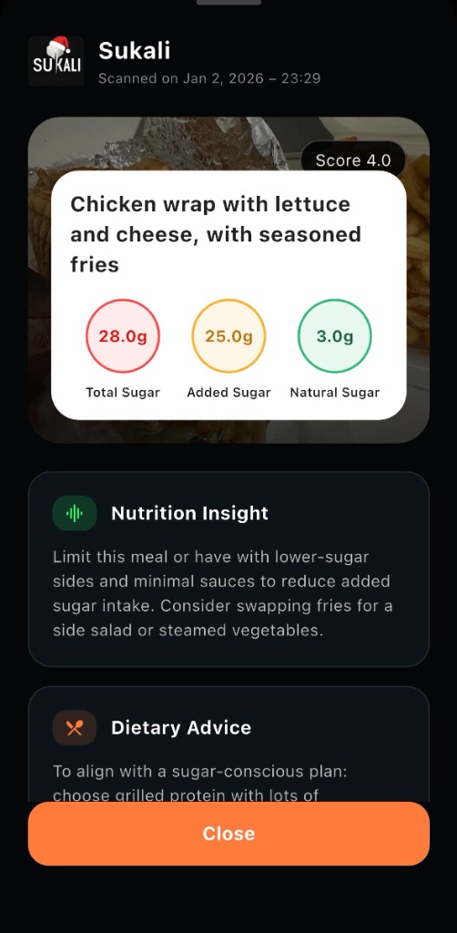 Sukali app sugar scanning feature