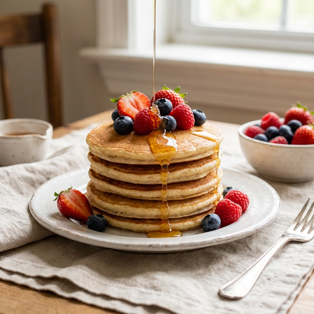 Photo of Fluffy Sugar-Free Pancakes showing sugar content for acne analysis