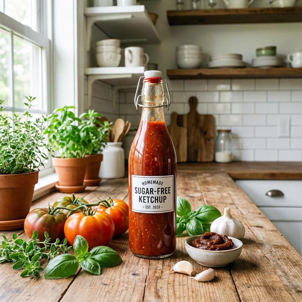 Photo of Homemade No Sugar Ketchup showing sugar content for acne analysis